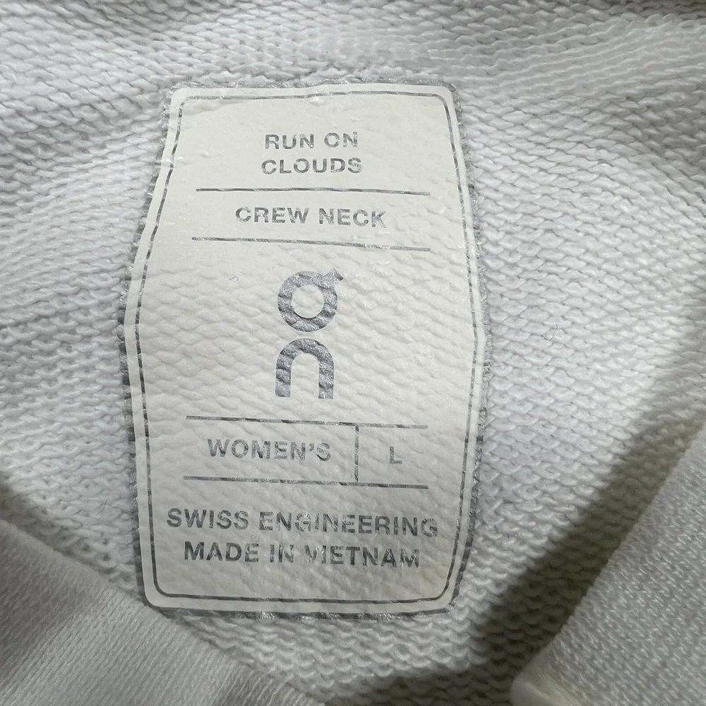 On Cloud Pullover Crew Neck White‎ Sweater French Terry Women's Large NWOT